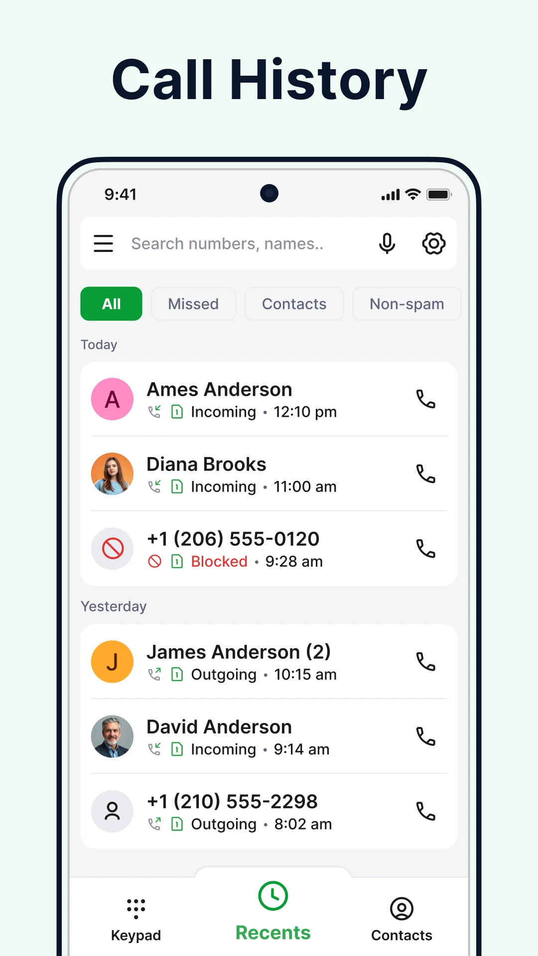 Contacts: Phone Calls, Dialer screenshot